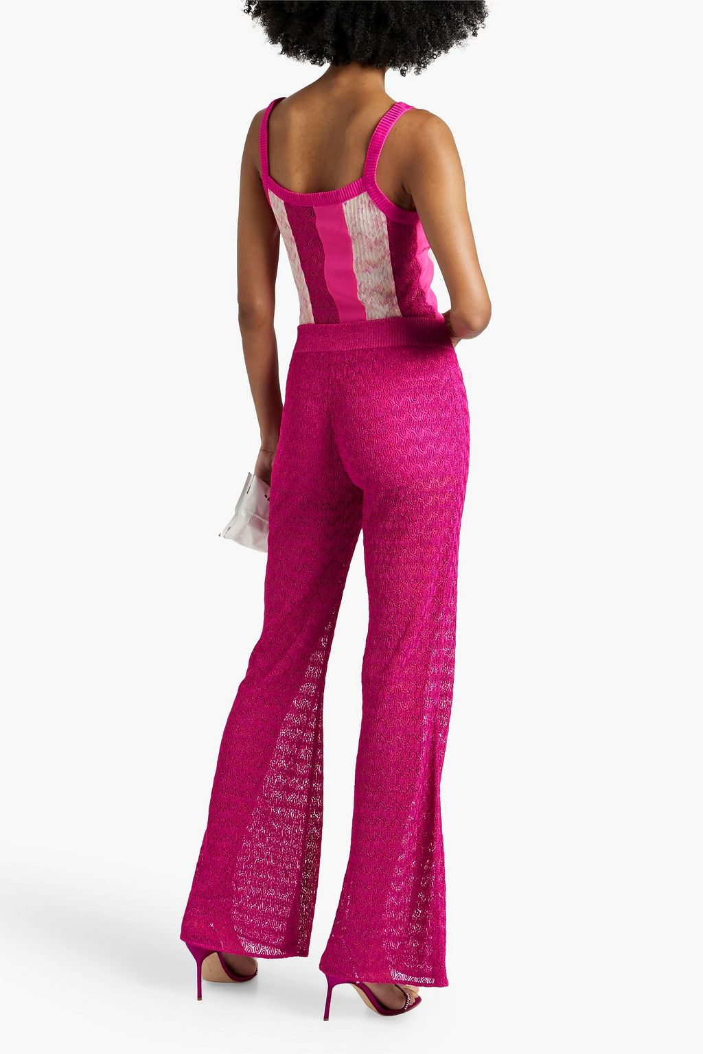MISSONI Metallic crochetknit flared pants THE