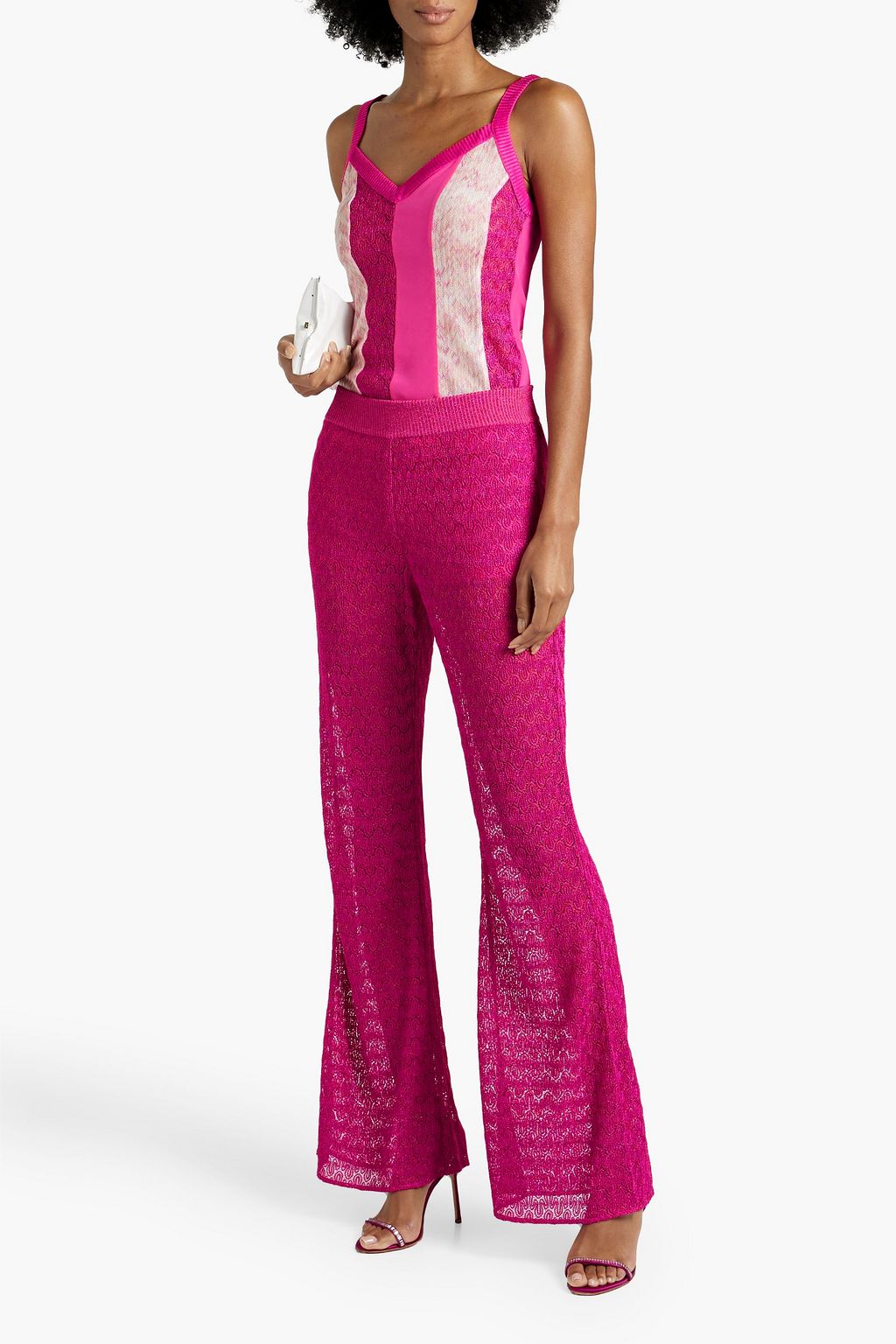 MISSONI Metallic crochetknit flared pants THE