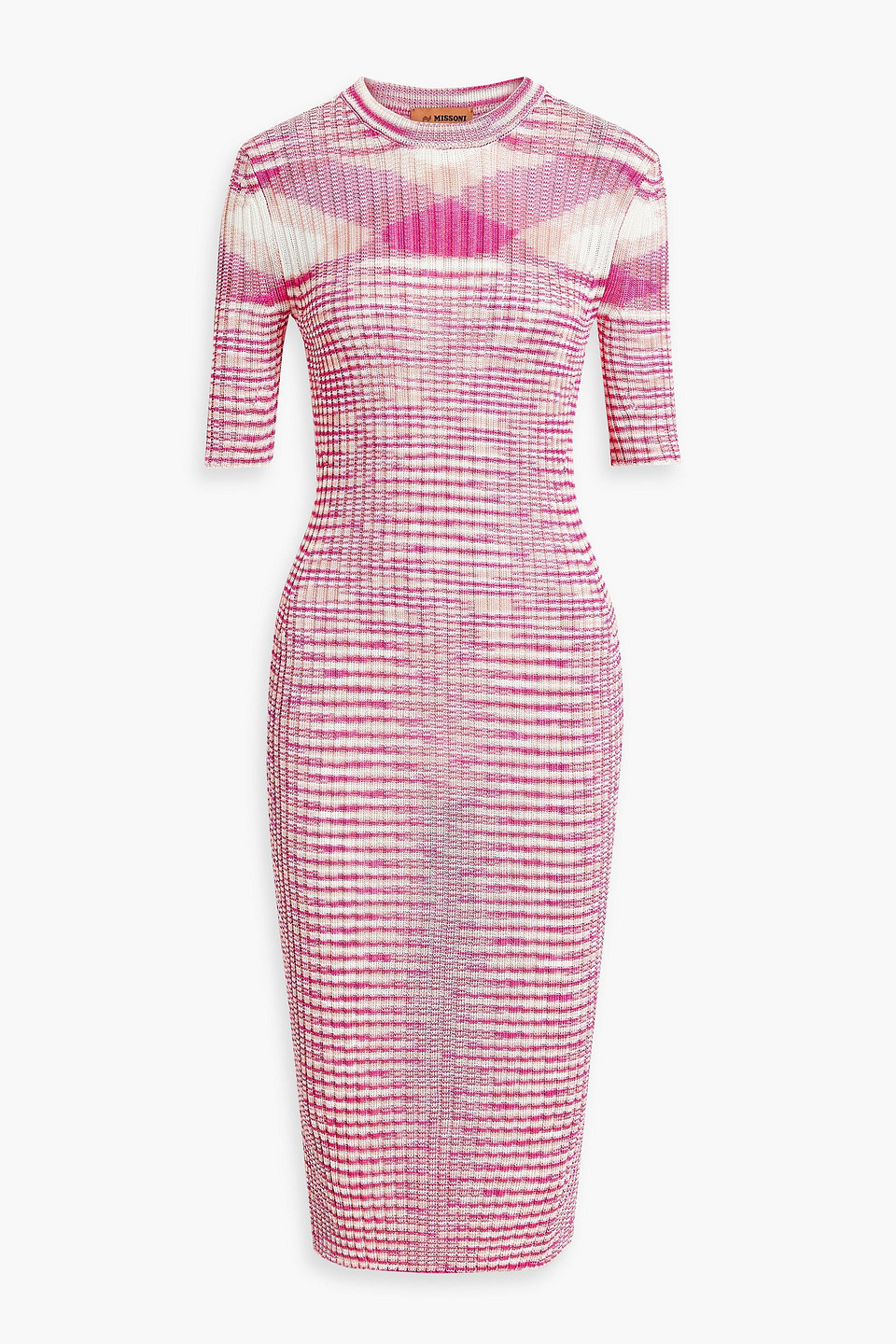 Missoni Space-dyed Ribbed-knit Midi Dress In Pink