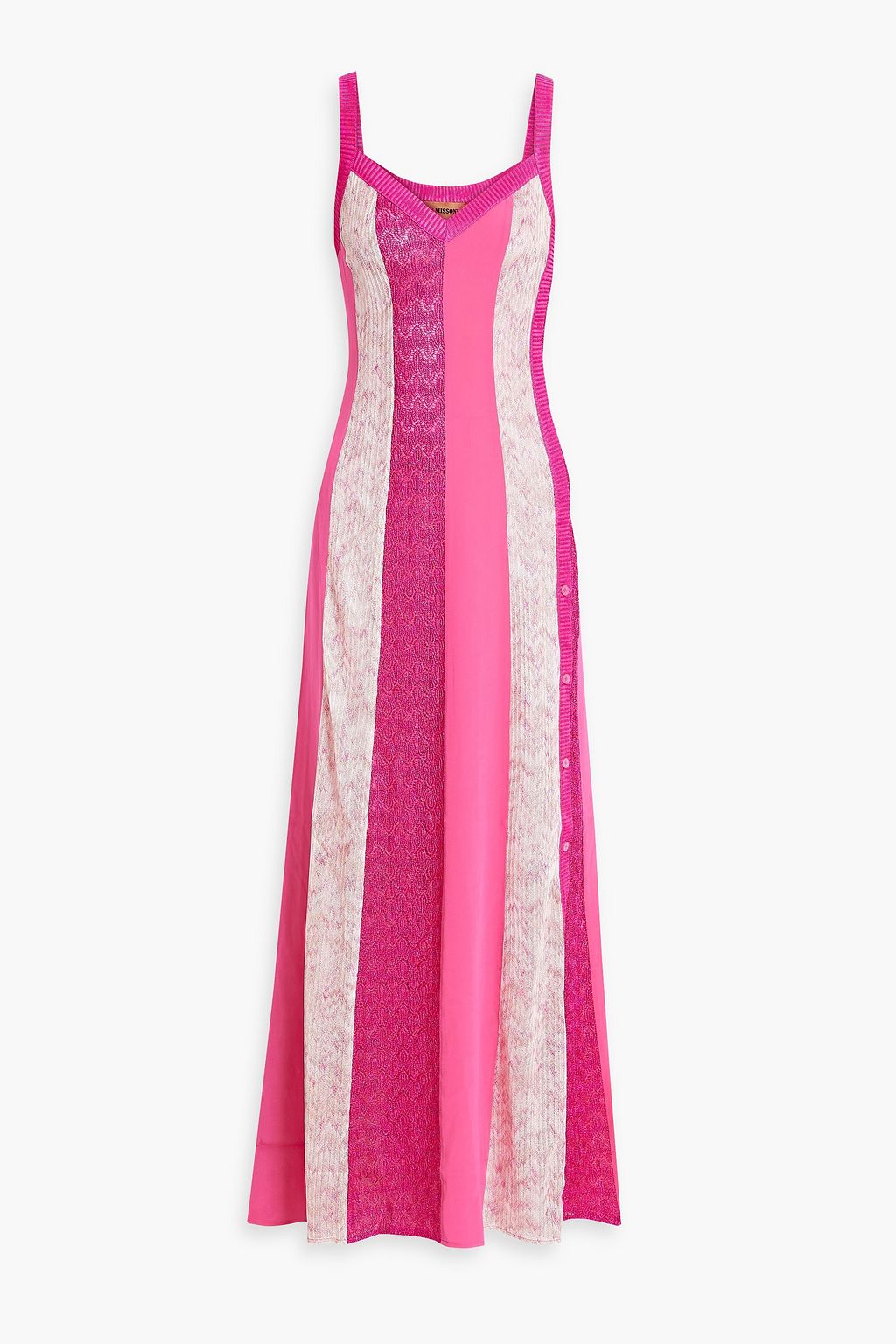 MISSONI Metallic crochet knit and crepe maxi dress THE OUTNET
