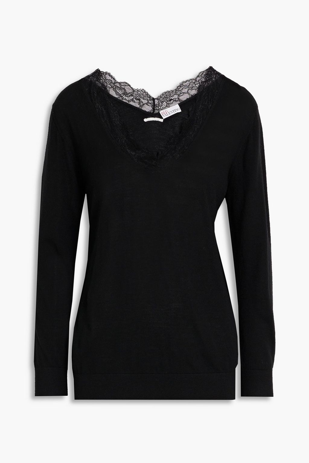 REDVALENTINO Lace-trimmed wool and cashmere-blend sweater | THE OUTNET