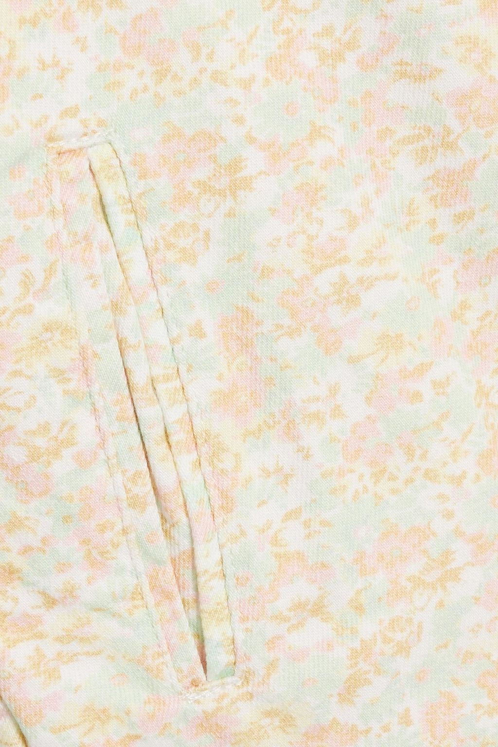 RIXO Ainsley cropped floral-print denim jumpsuit