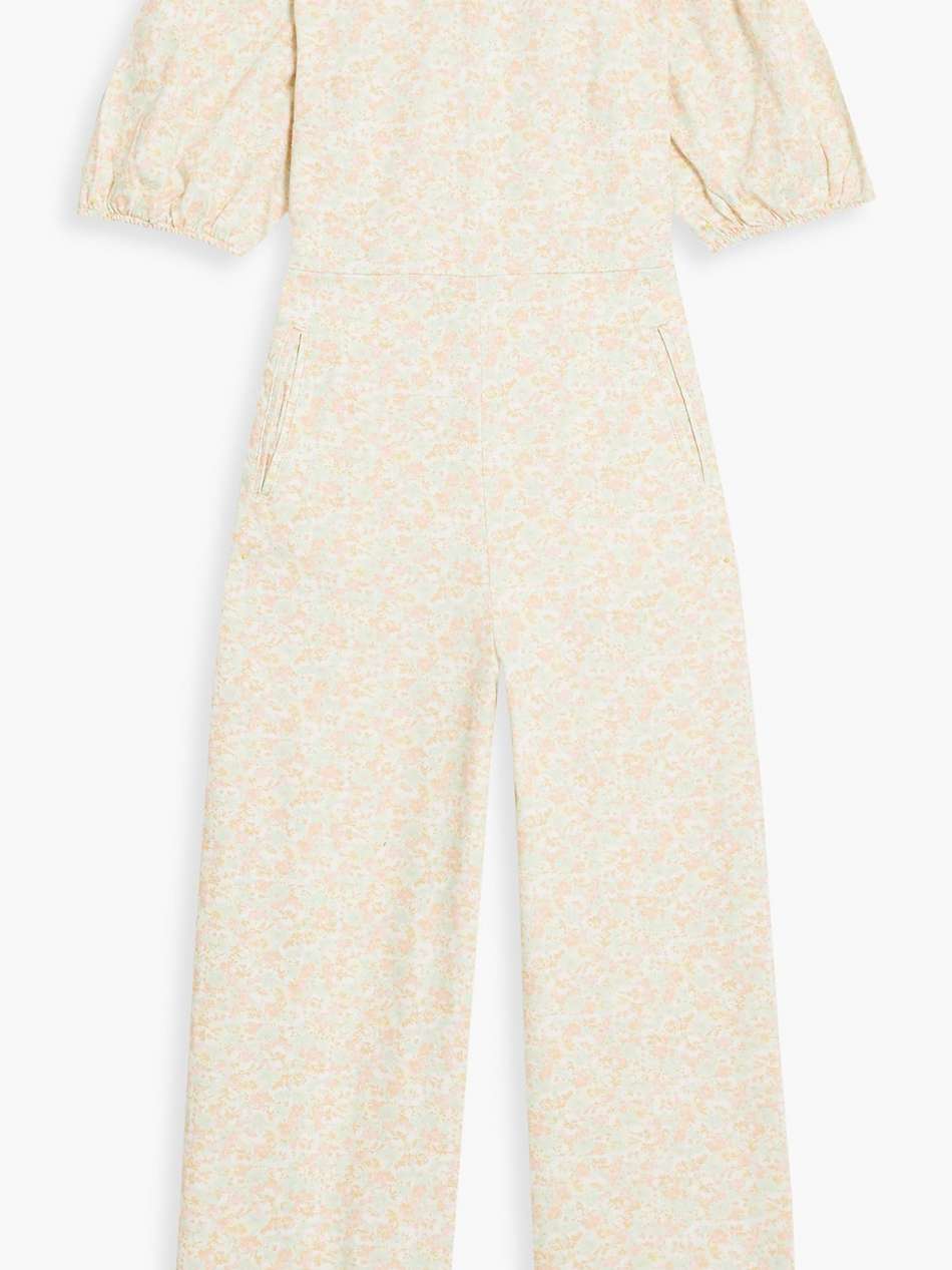 ainsley cropped floral-print denim jumpsuit