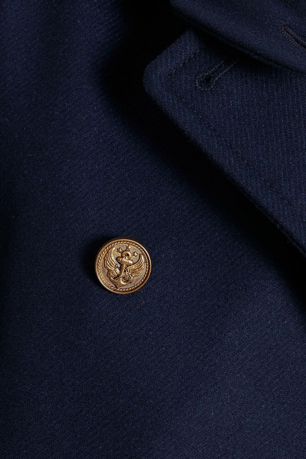 REDVALENTINO Double-breasted pleated wool and cashmere-blend drill coat