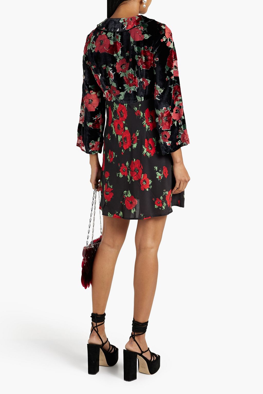 RIXO Malibu floral-print silk-blend devoré-velvet and crepe de chine mini dress