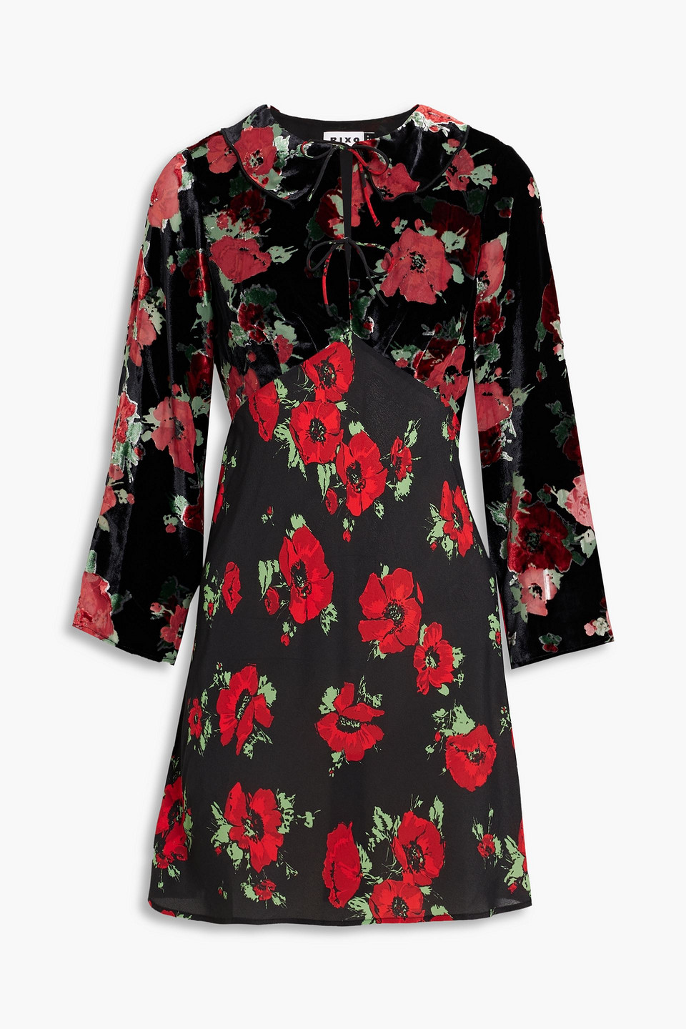 Malibu floral-print silk-blend devoré-velvet and crepe de chine mini dress