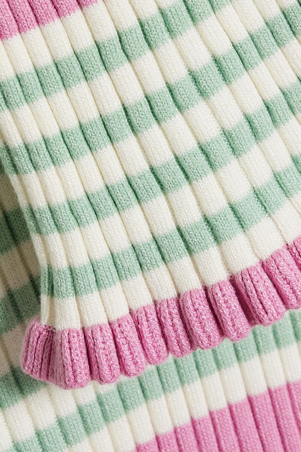 RIXO Striped ribbed-knit mini dress
