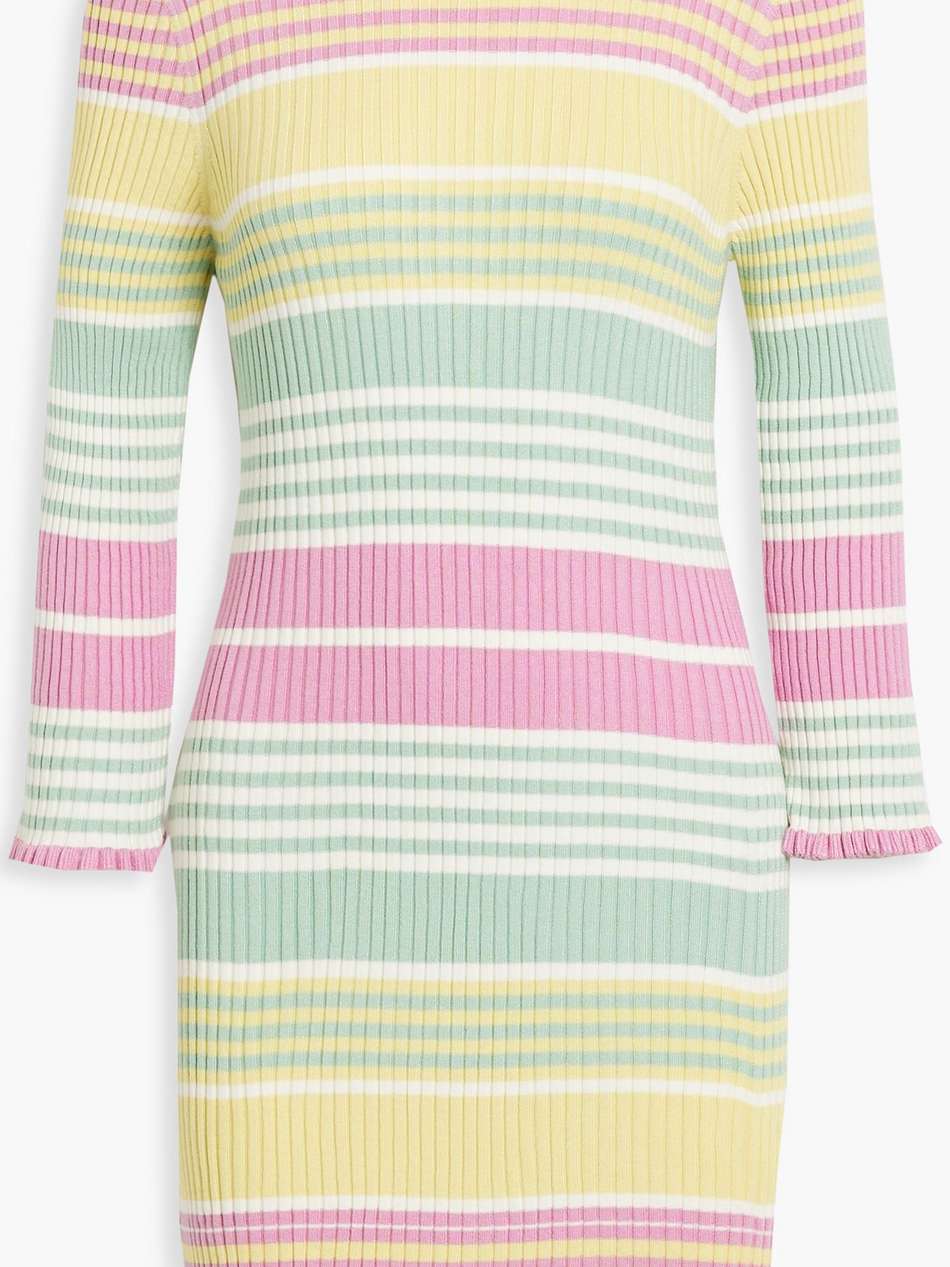 striped ribbed-knit mini dress