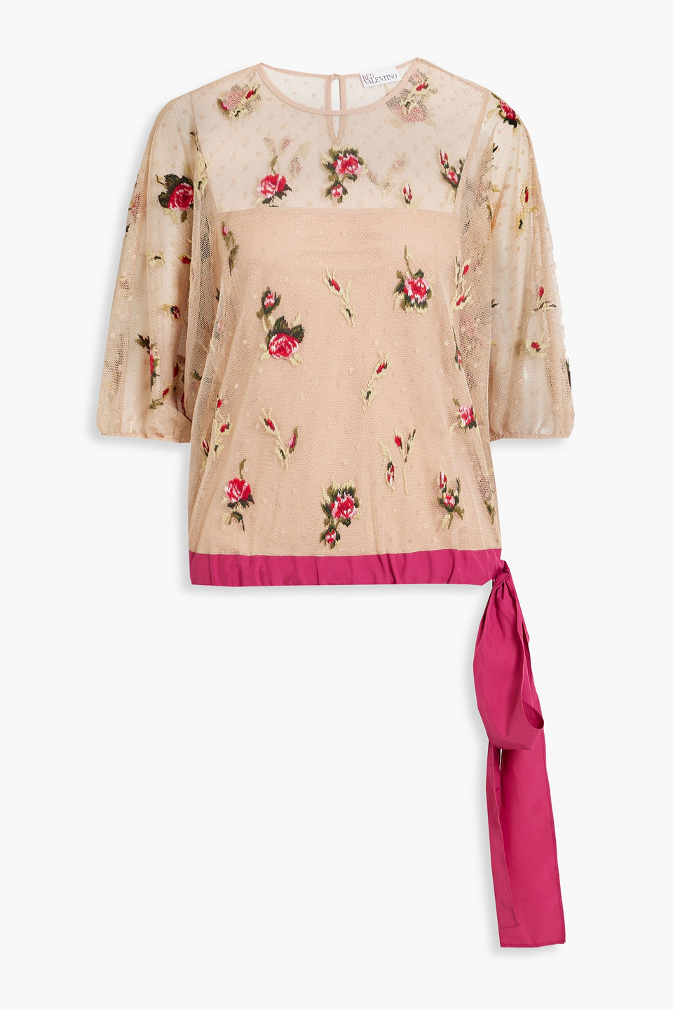 Embroidered point d'espirit blouse