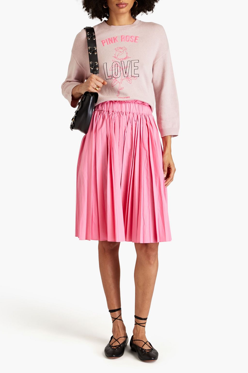 REDVALENTINO كنزة رياضية من نسيج بحبكة مضلعة بتصميم مطرّز مزينة بطبعات