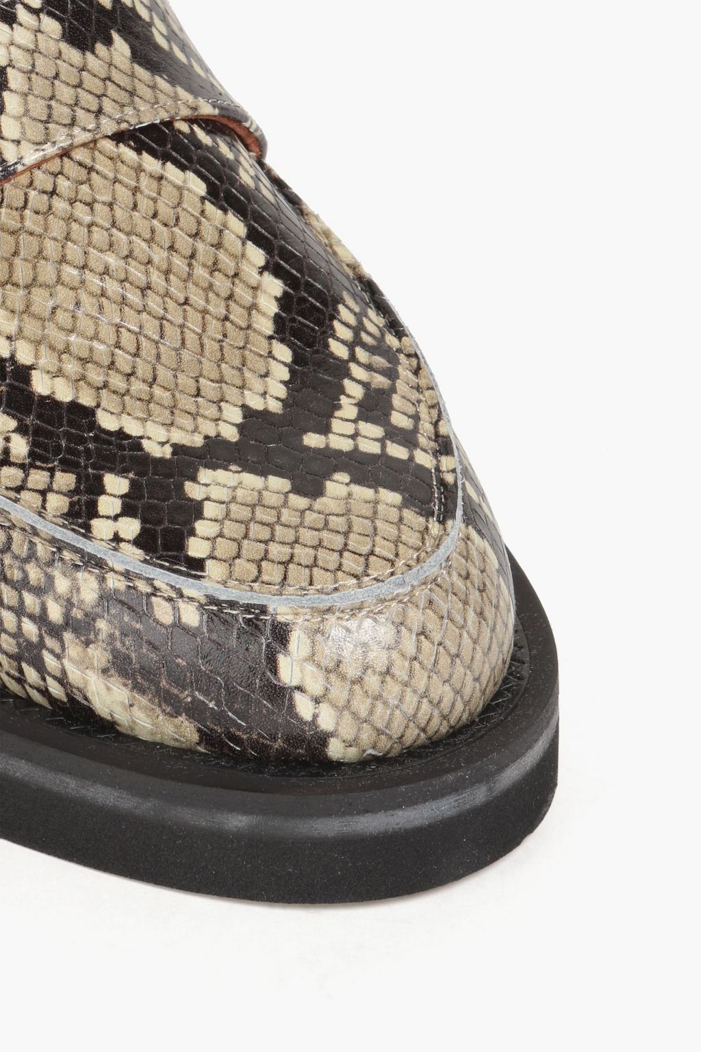 GANNI Snake-effect leather loafers
