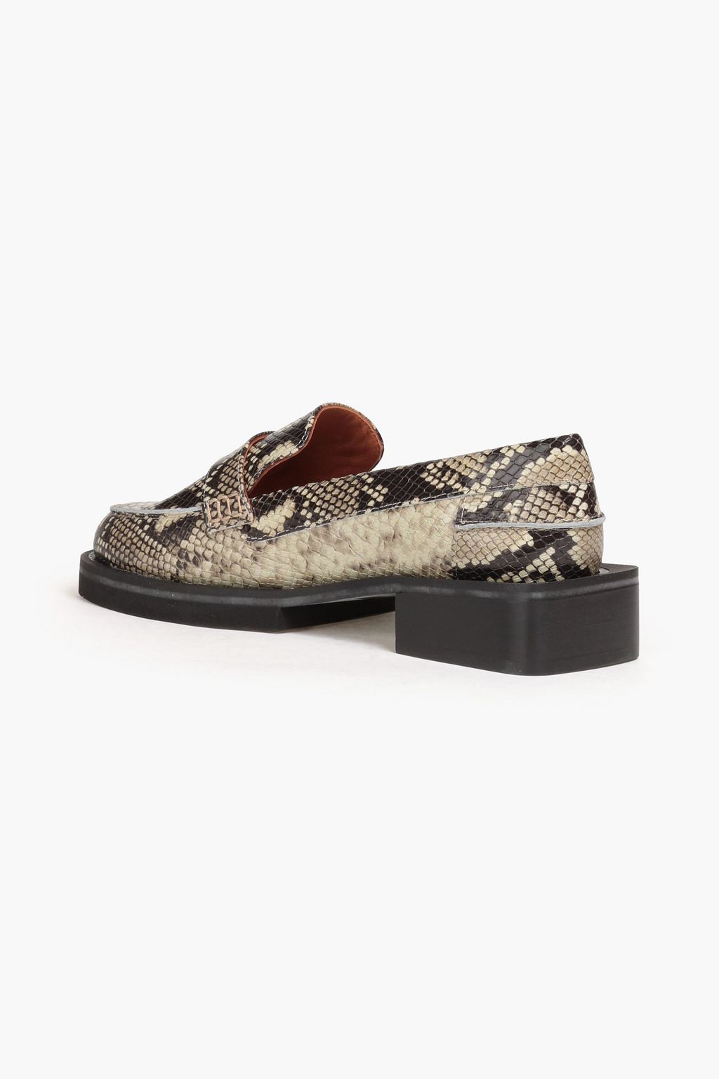 GANNI Snake-effect leather loafers