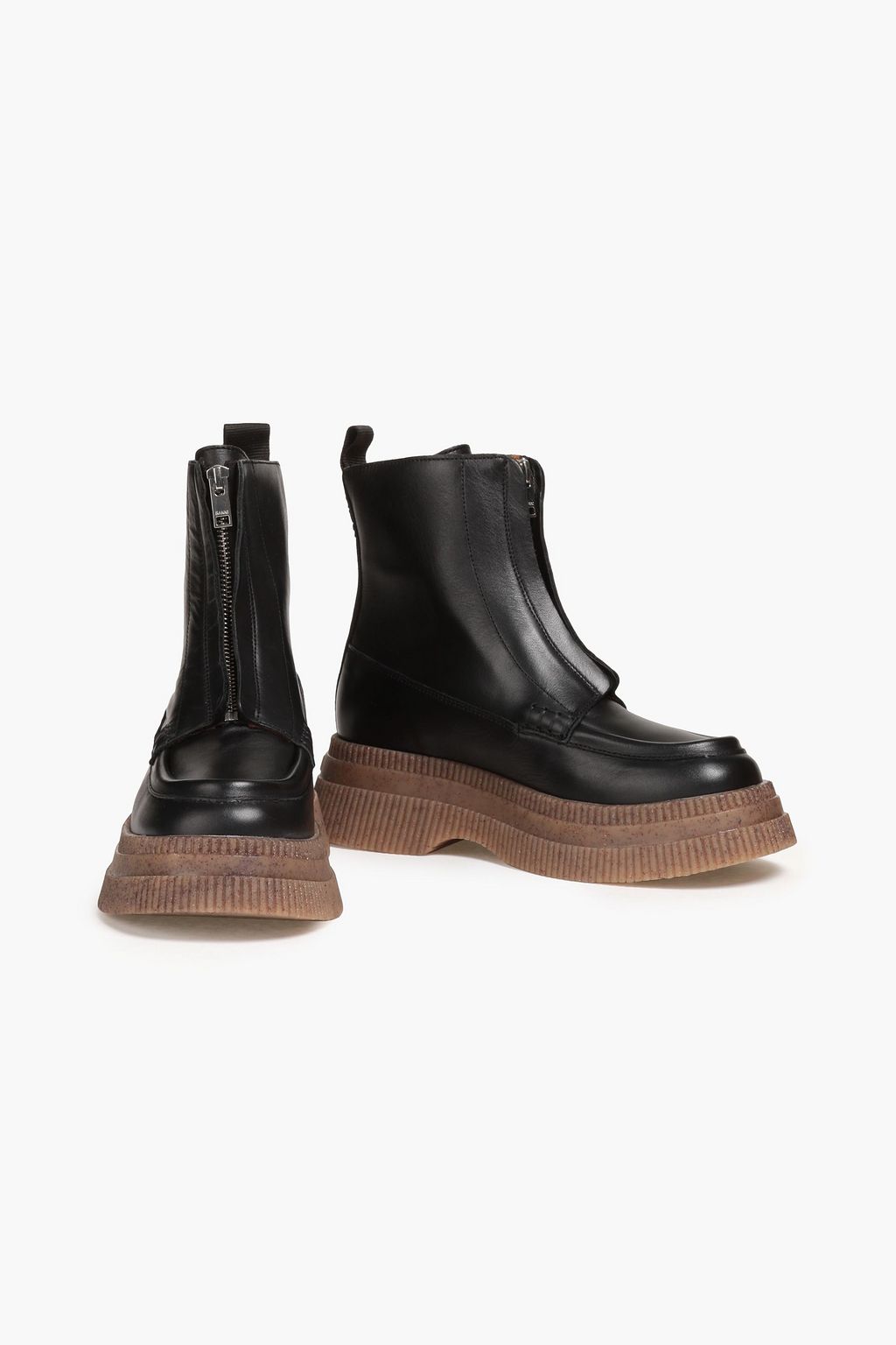 GANNI Leather platform ankle boots | THE OUTNET