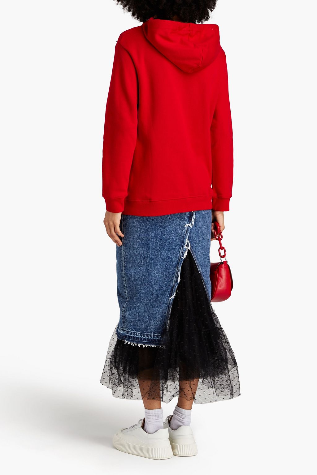 REDVALENTINO 자수 장식 프렌치 코튼 혼방 테리 후디