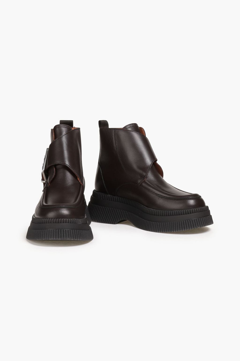 GANNI Buckled leather ankle boots