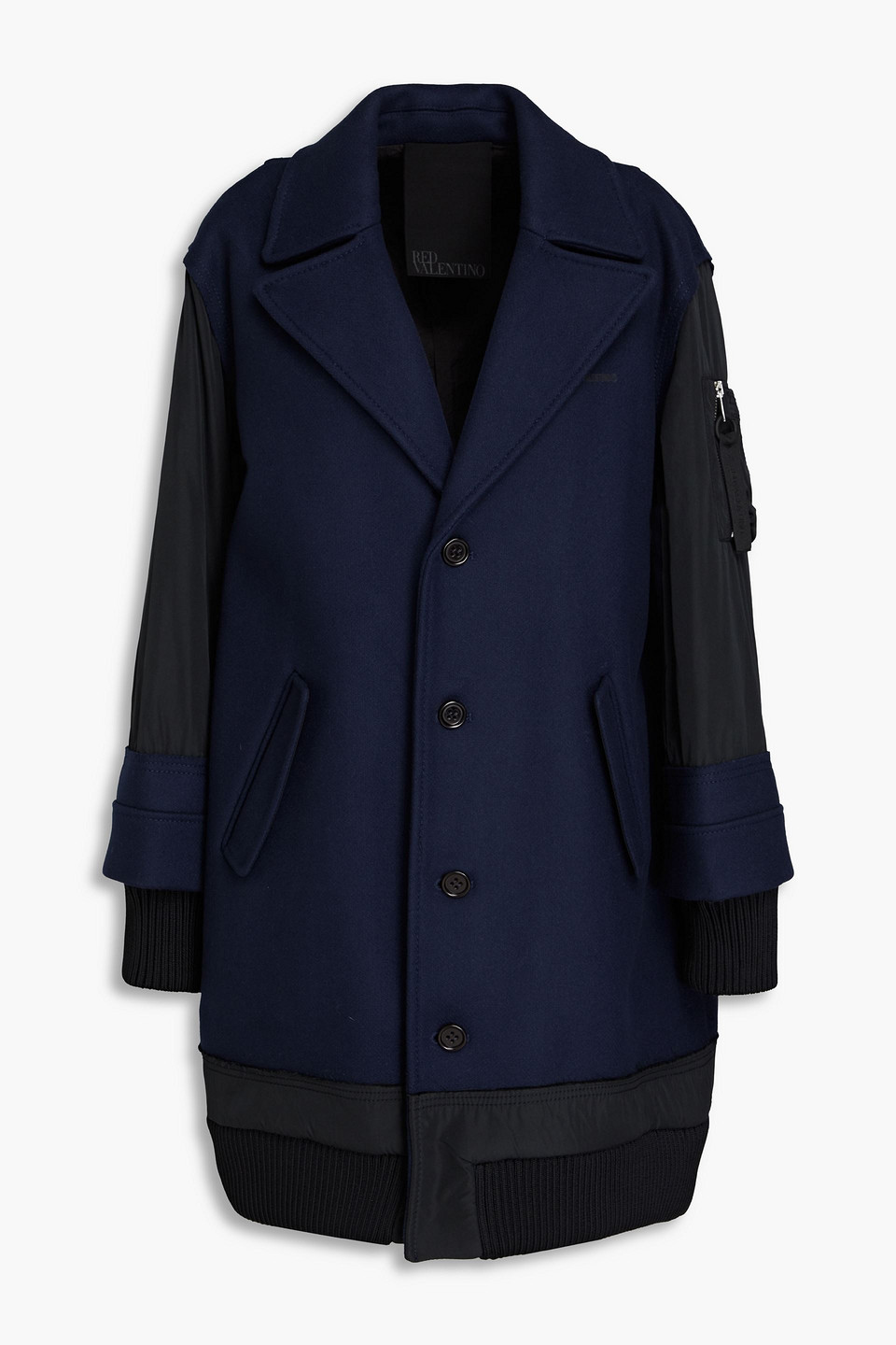 Red Valentino Shell-paneled Felt Coat In Blue