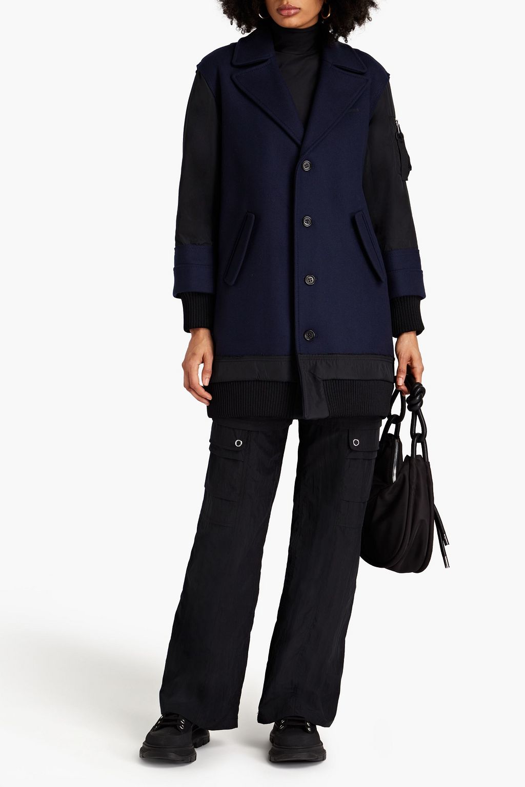 REDVALENTINO Shell-paneled wool-blend felt coat