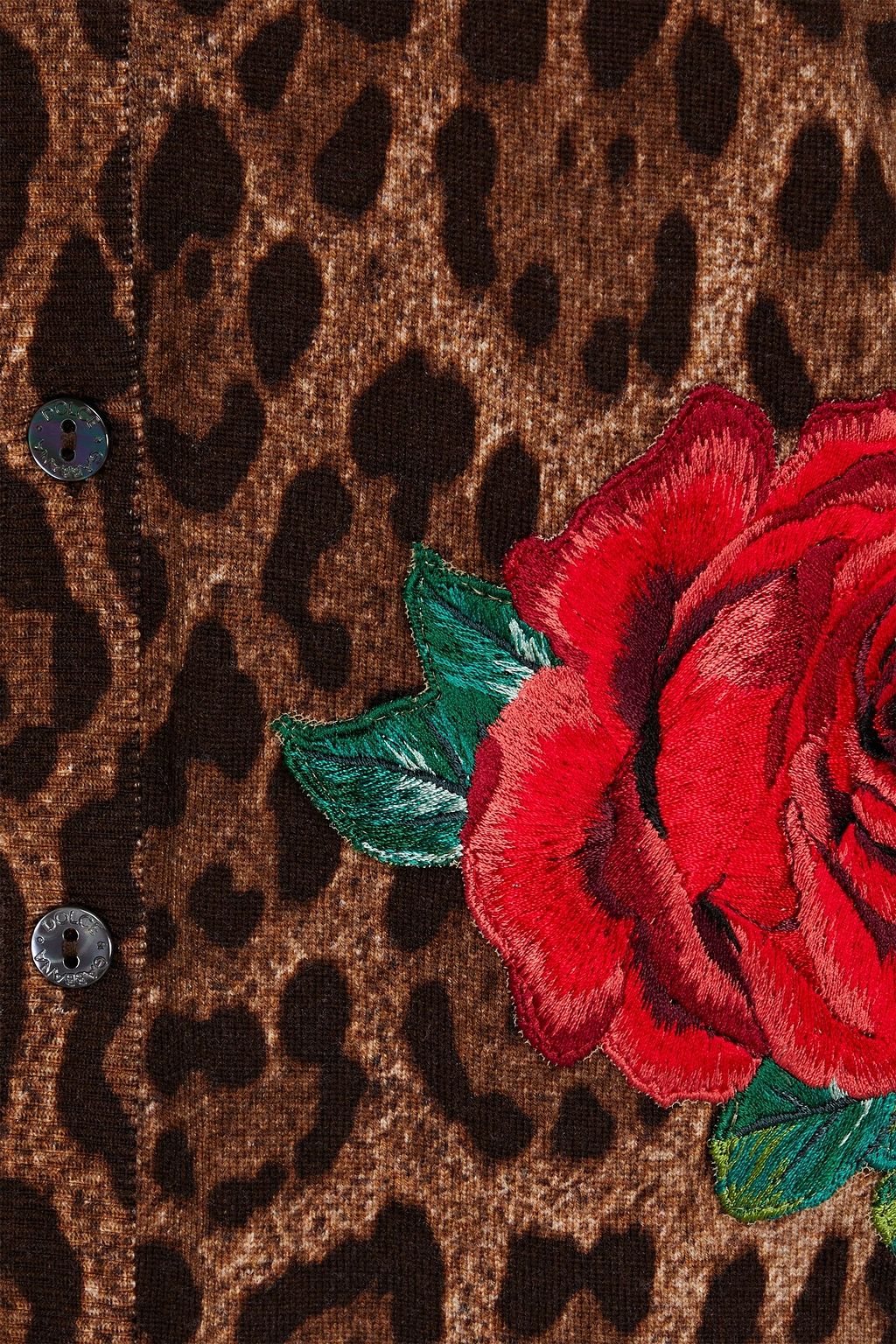 DOLCE&GABBANA Embroidered leopard-print wool cardigan