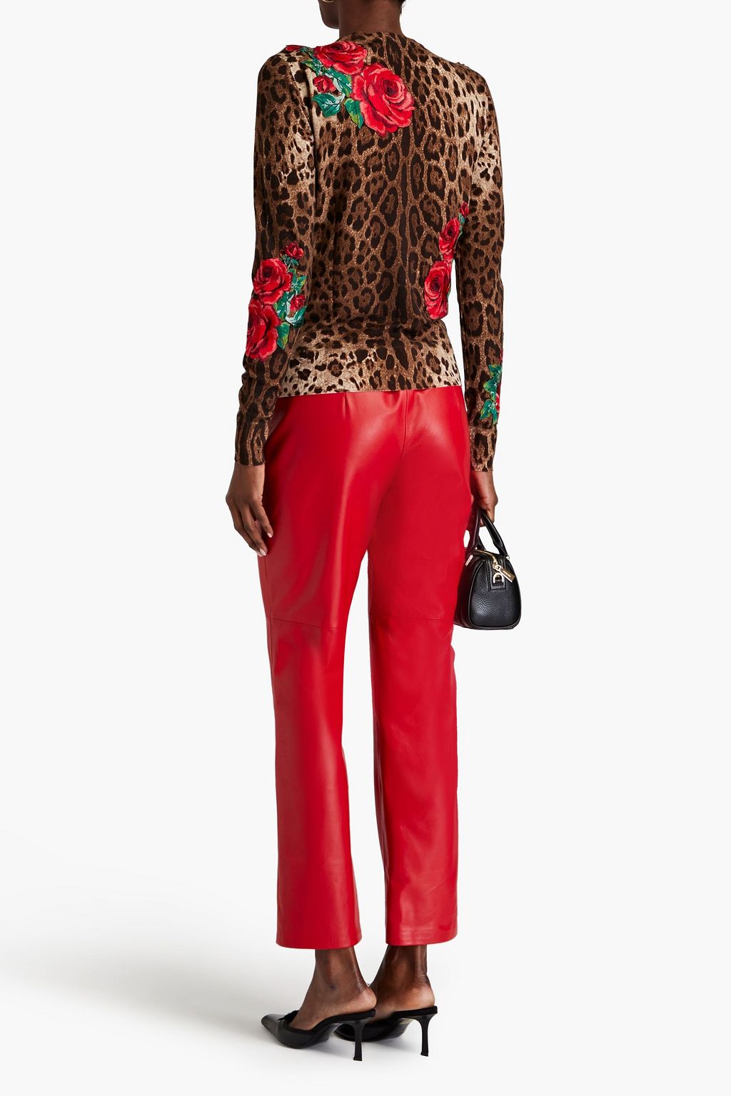 DOLCE&GABBANA Embroidered leopard-print wool cardigan