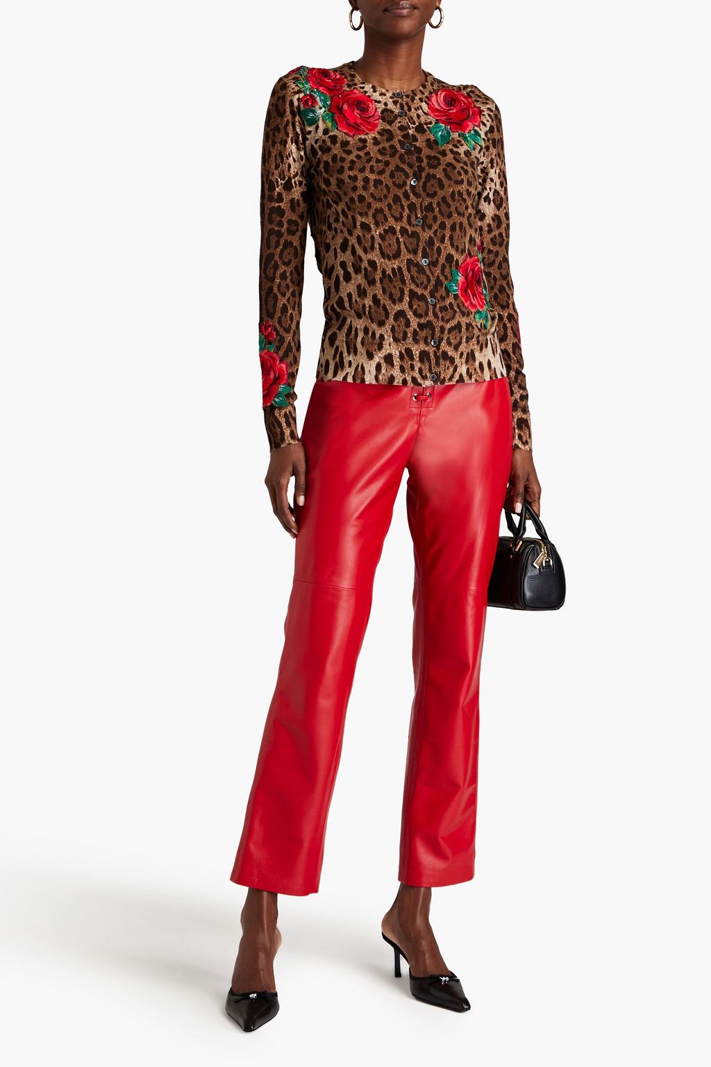 DOLCE&GABBANA Embroidered leopard-print wool cardigan