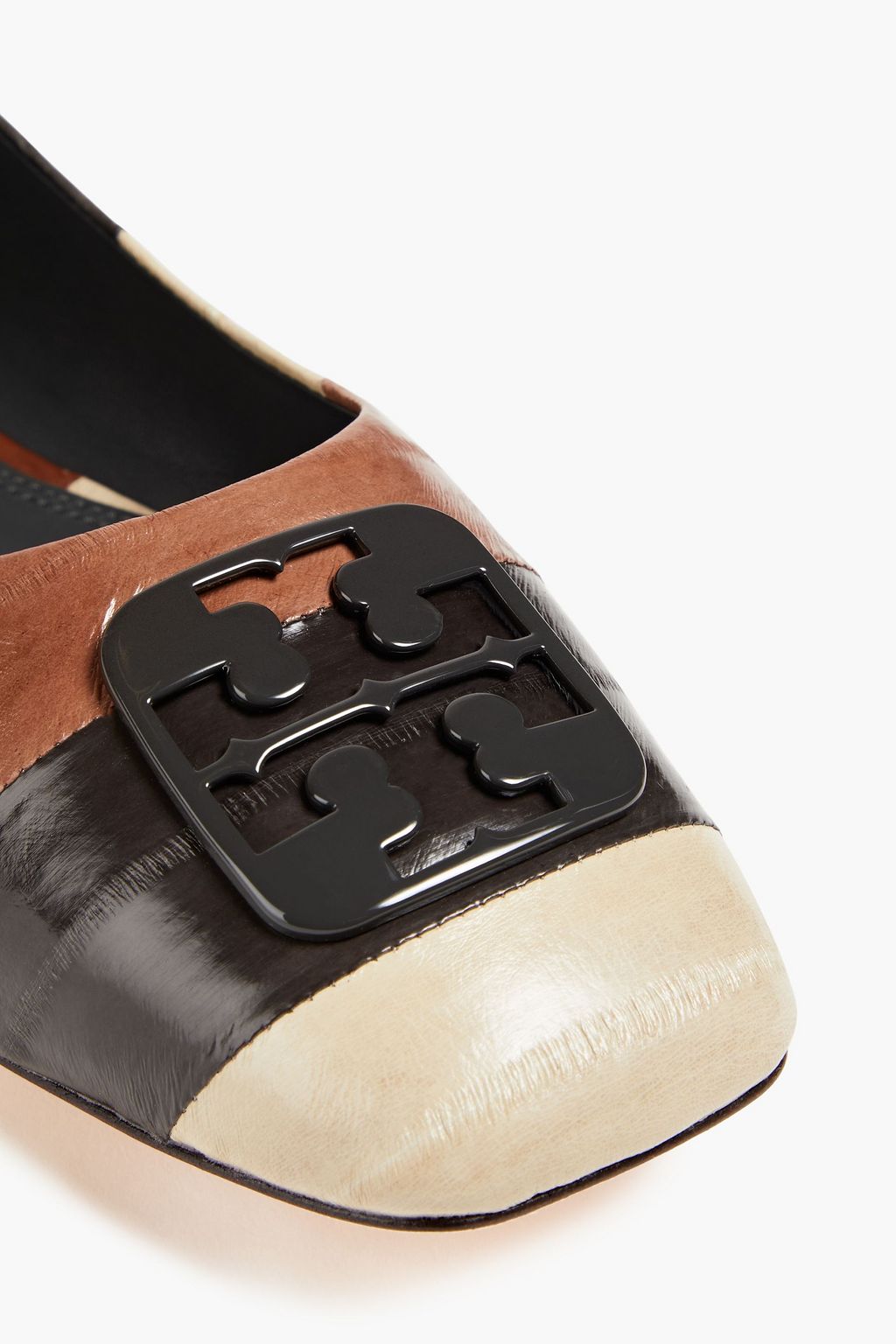 TORY BURCH Georgia embellished eelskin ballet flats