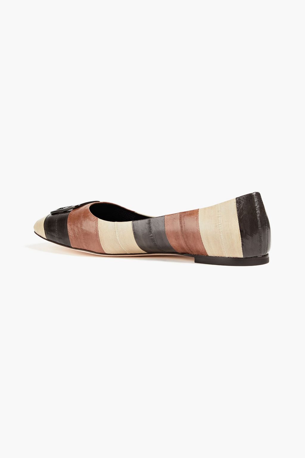 TORY BURCH Georgia embellished eelskin ballet flats