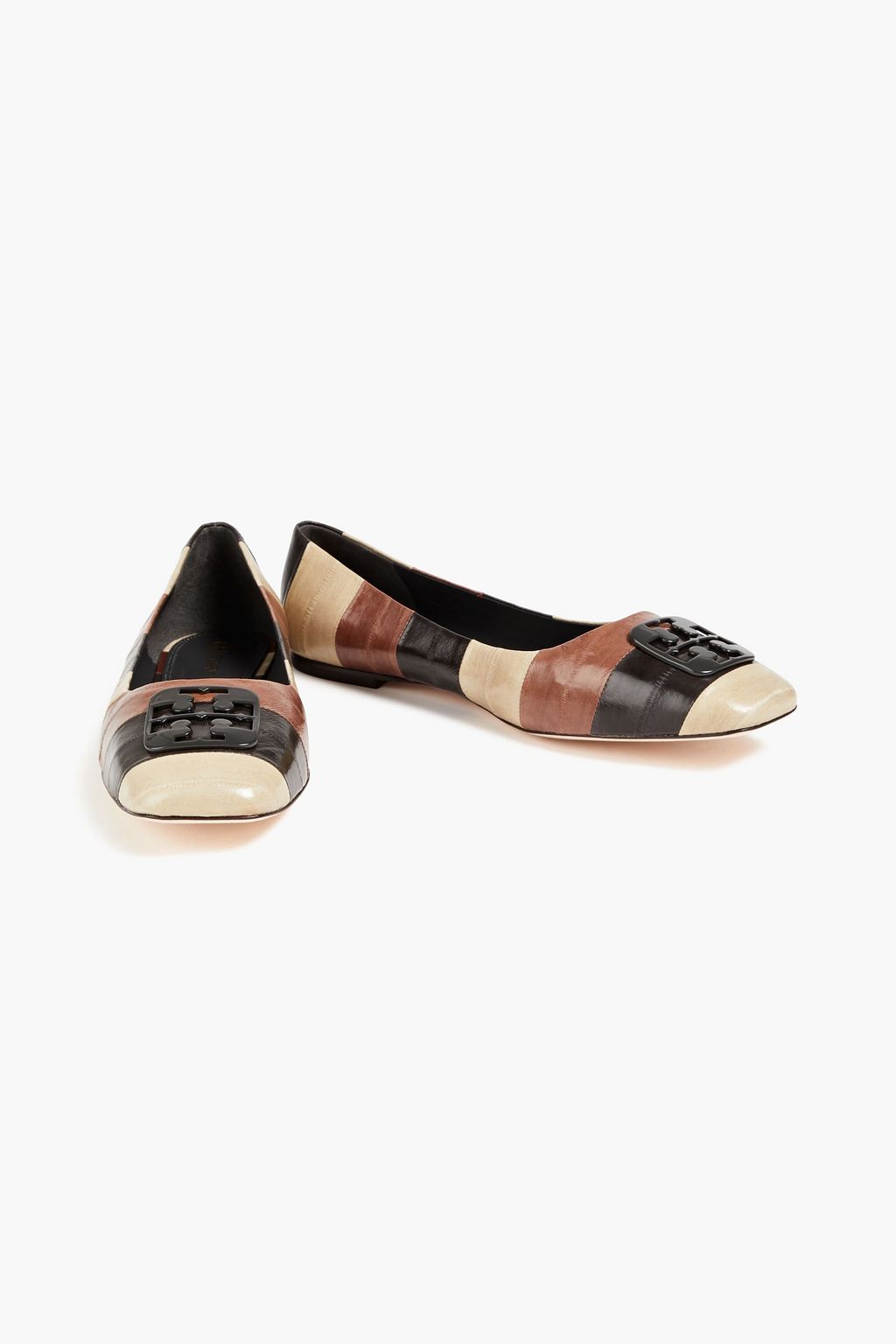 TORY BURCH Georgia embellished eelskin ballet flats