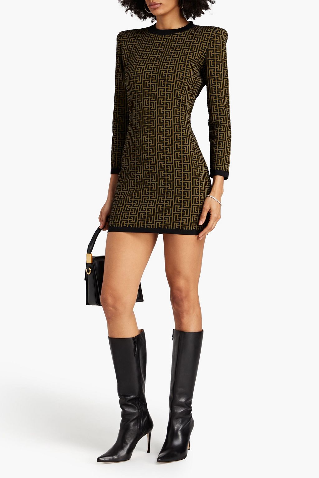 BALMAIN Jacquard-knit mini dress