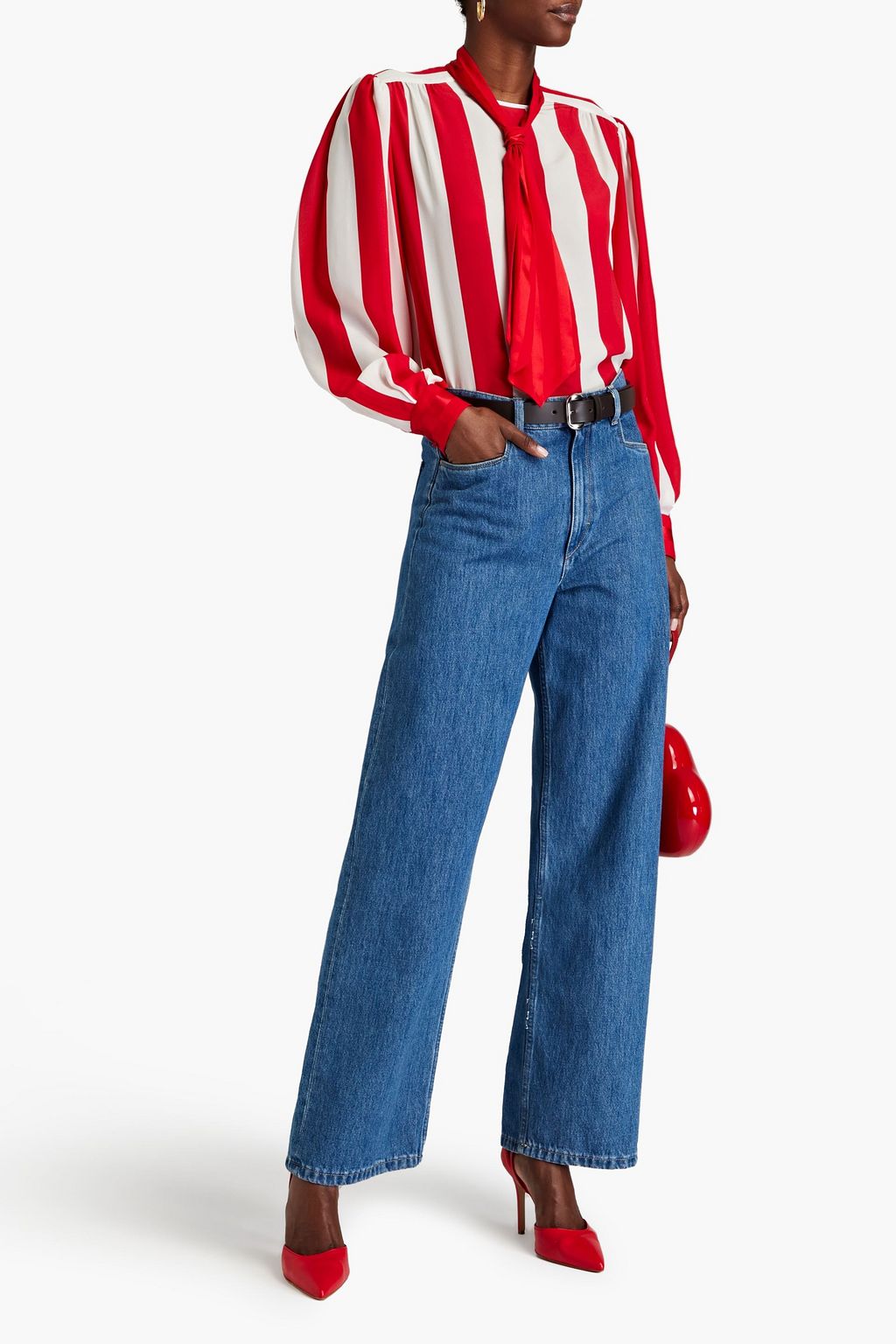 DOLCE&GABBANA Striped silk crepe de chine blouse