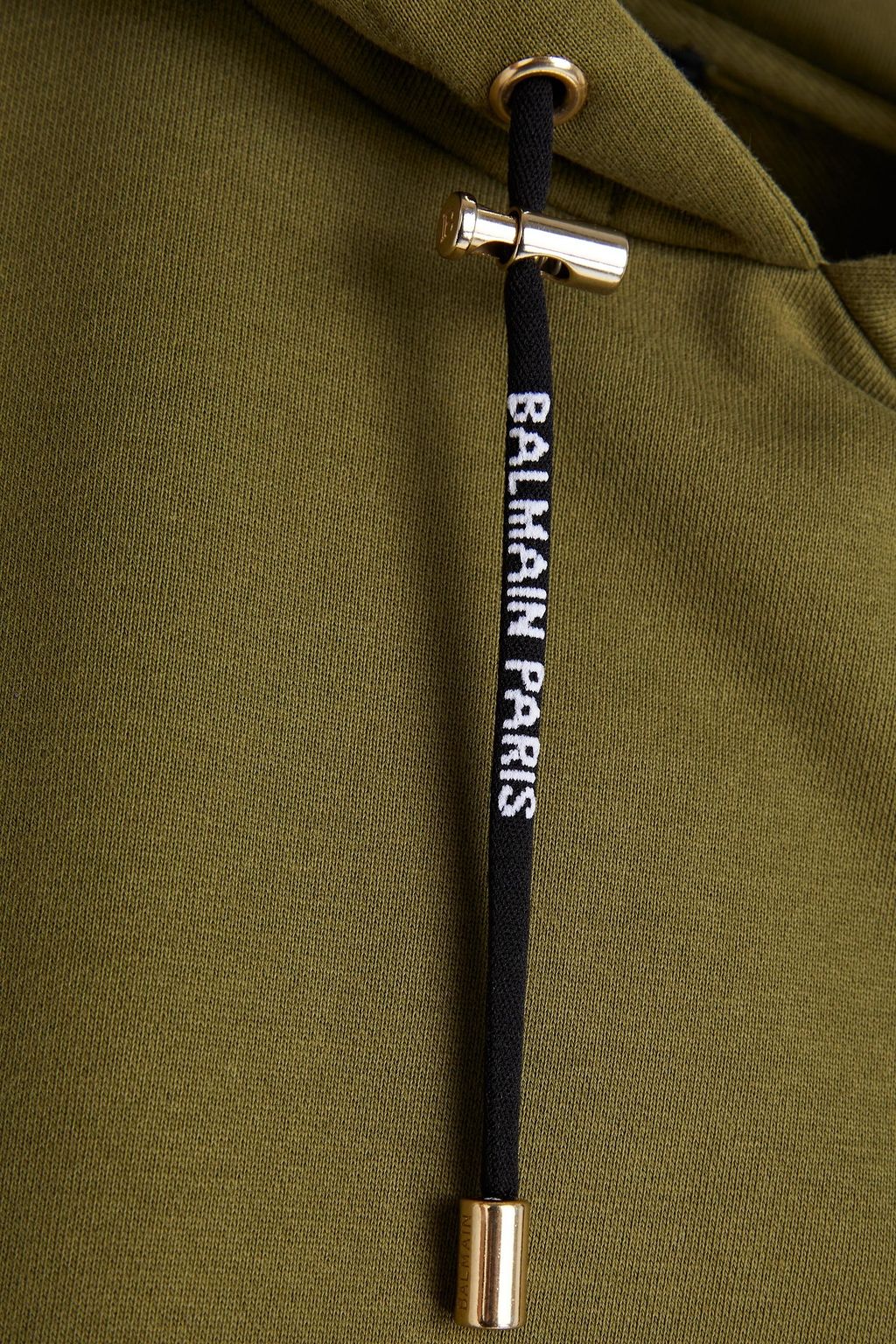 BALMAIN Flocked French cotton-terry hoodie