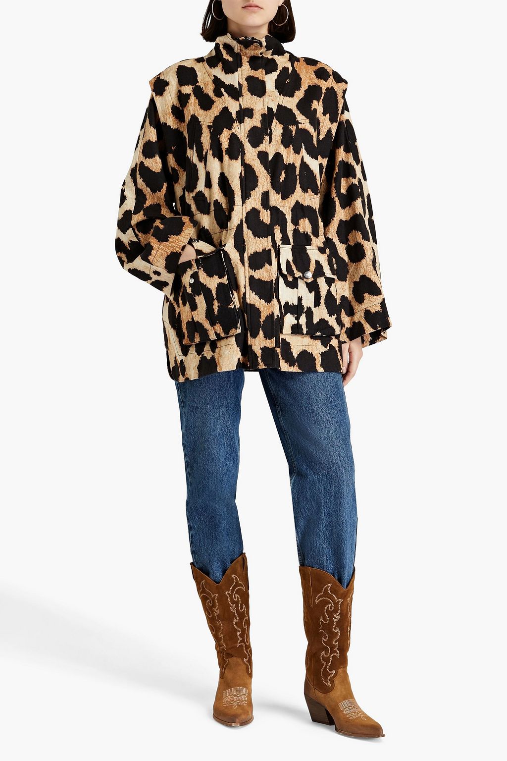 GANNI Leopard-print canvas jacket