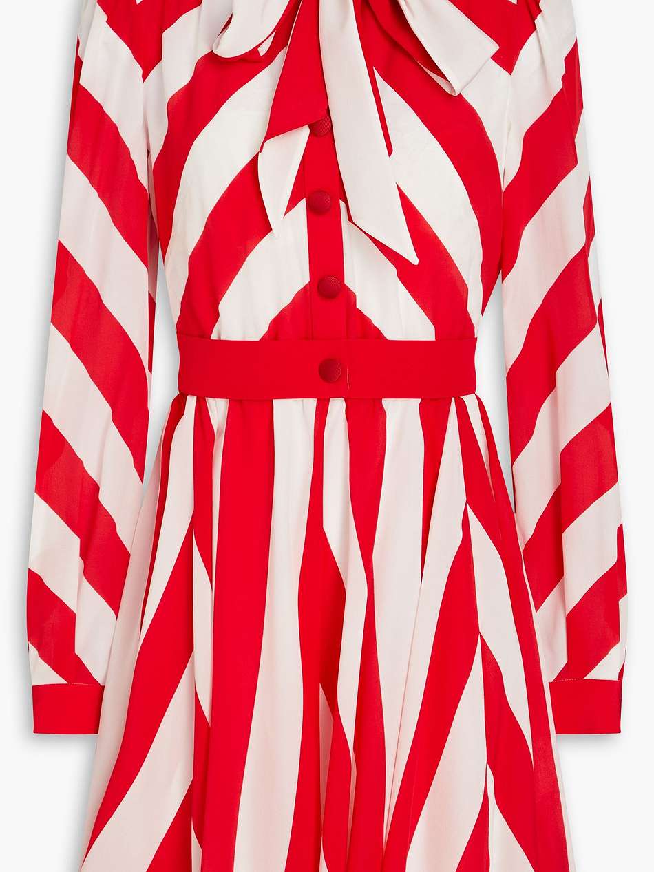striped silk crepe de chine mini dress