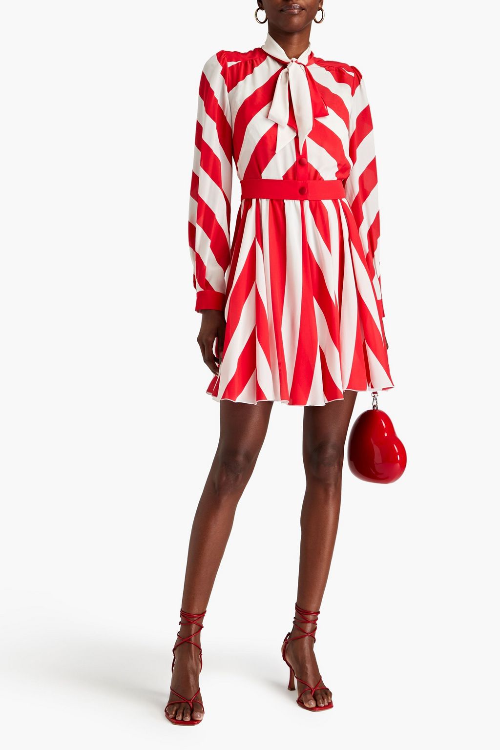 DOLCE&GABBANA Striped silk crepe de chine mini dress
