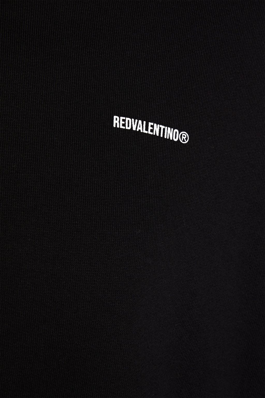 REDVALENTINO كنزة هودي قصيرة مصنوعة من قطن تيري فرنسي مطاطي ومزين بطبعات