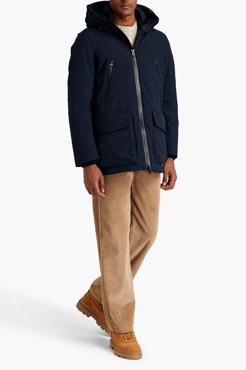 WOOLRICH معطف باركا بقبعة مصنوع من قماش عازل