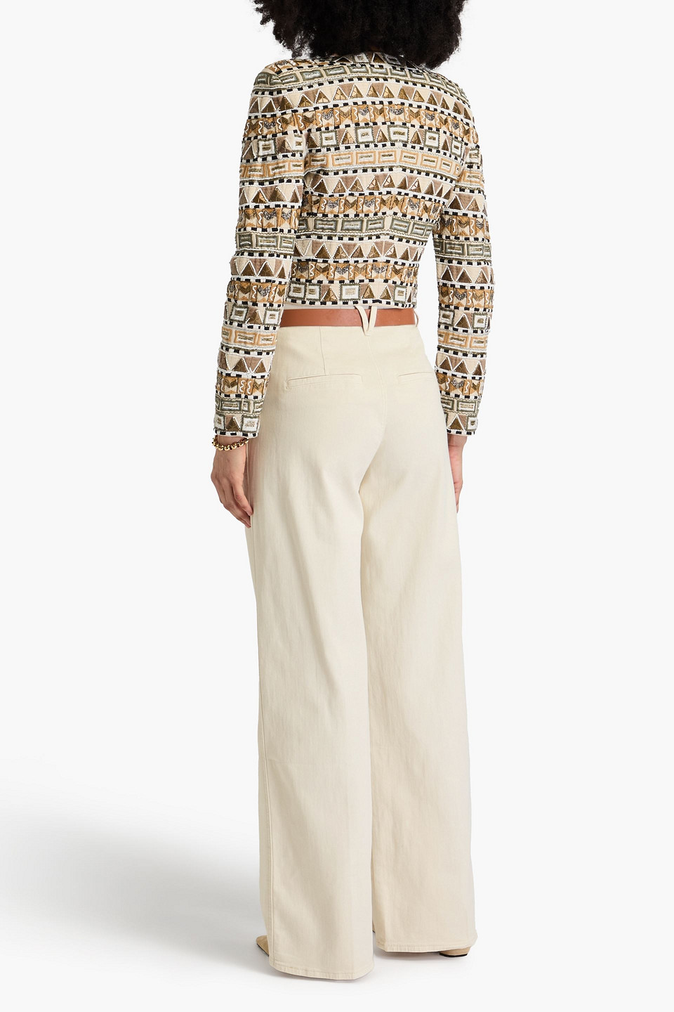 Veronica Beard Mia Pleated High-rise Wide-leg Jeans In Ecru
