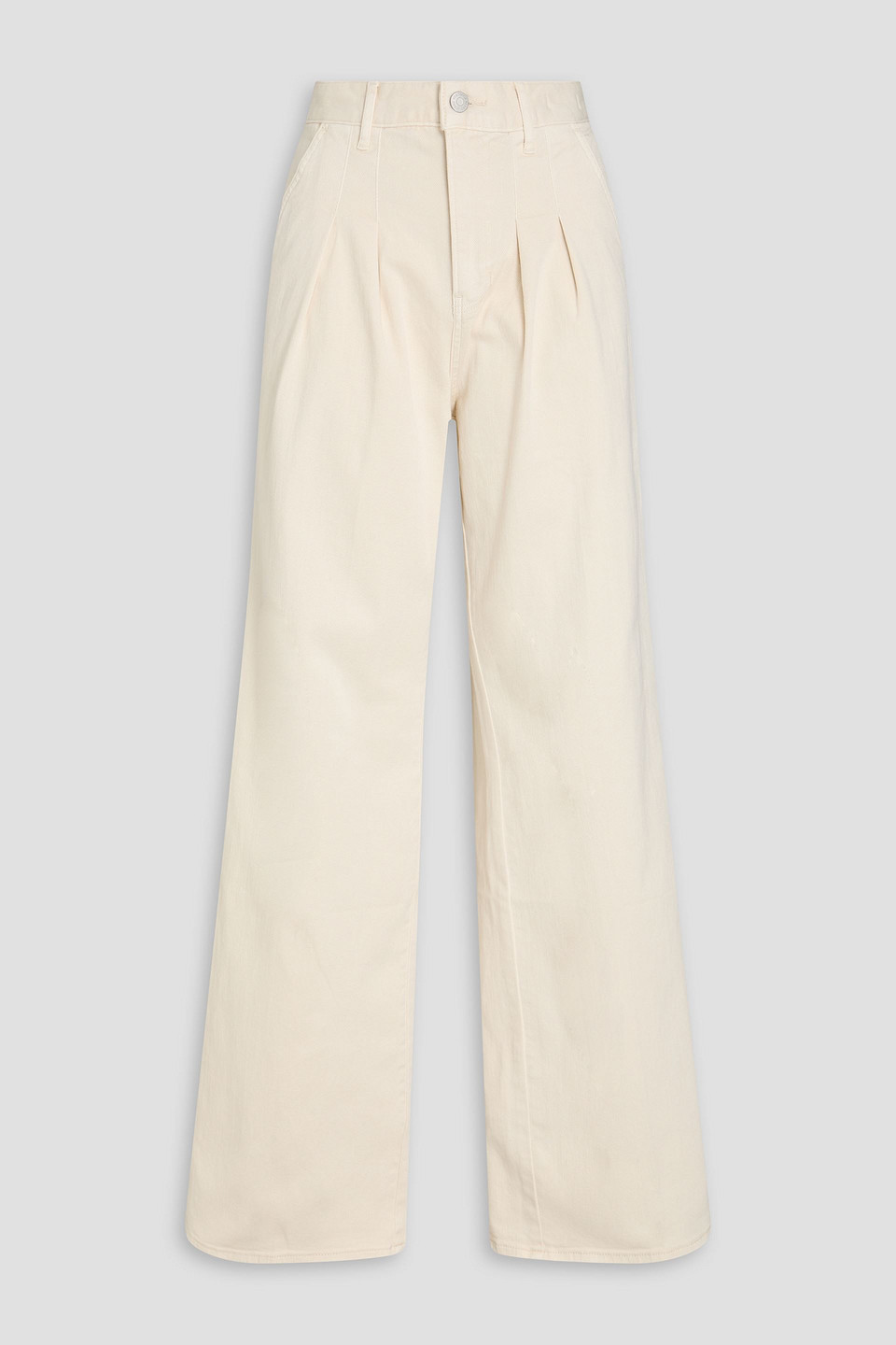Veronica Beard Mia Pleated High-rise Wide-leg Jeans In Ecru