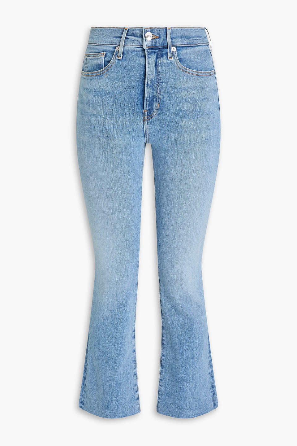 Veronica Beard Carolina Cropped High-rise Kick-flare Jeans In Light Denim