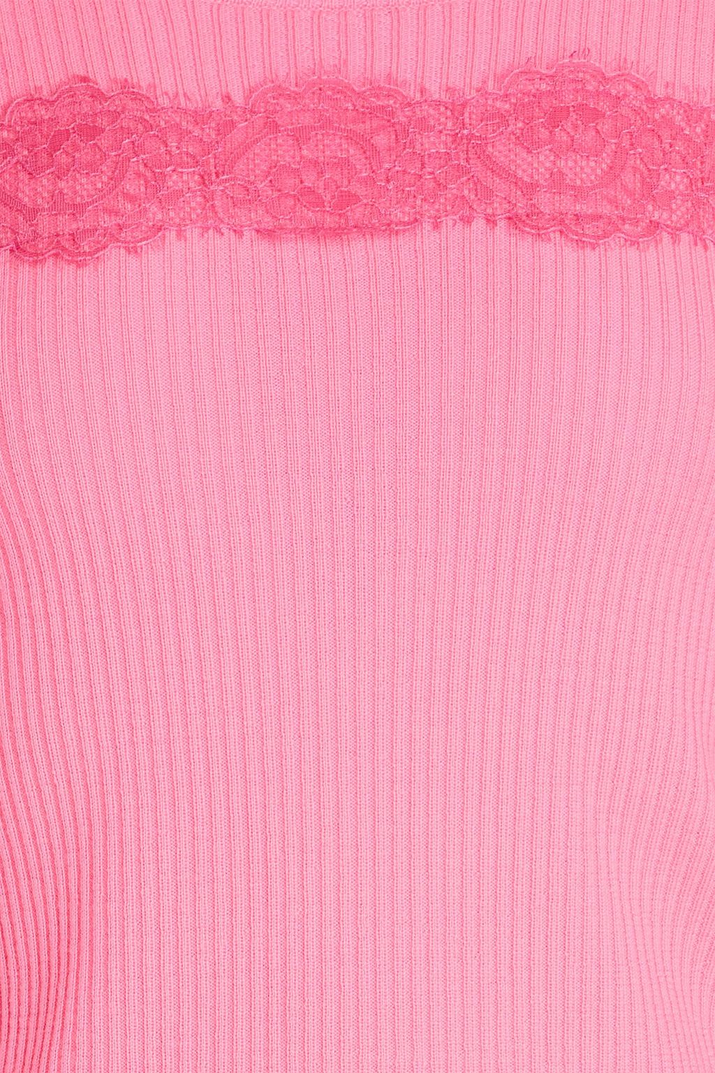 REDVALENTINO Lace-trimmed ribbed wool sweater