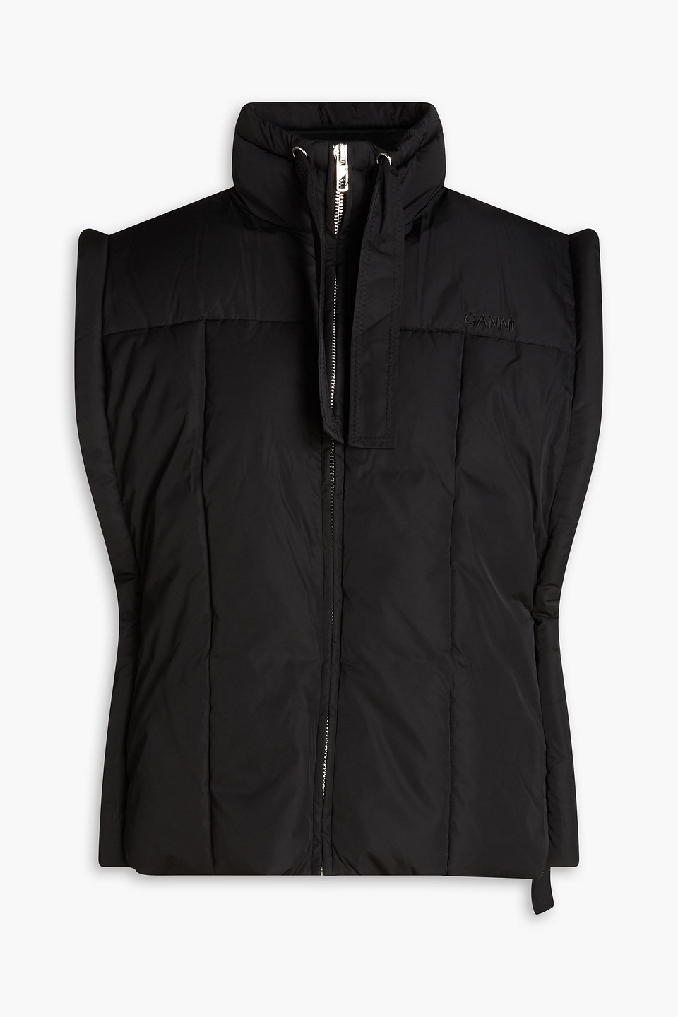 Ganni Padded Twill Waistcoat In Black