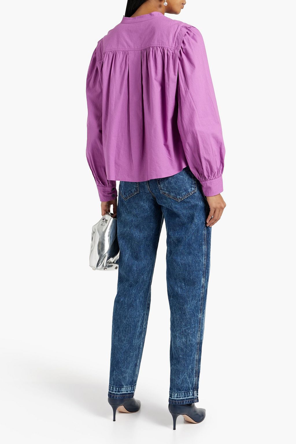 MARANT ÉTOILE Okina pintucked cotton-voile blouse
