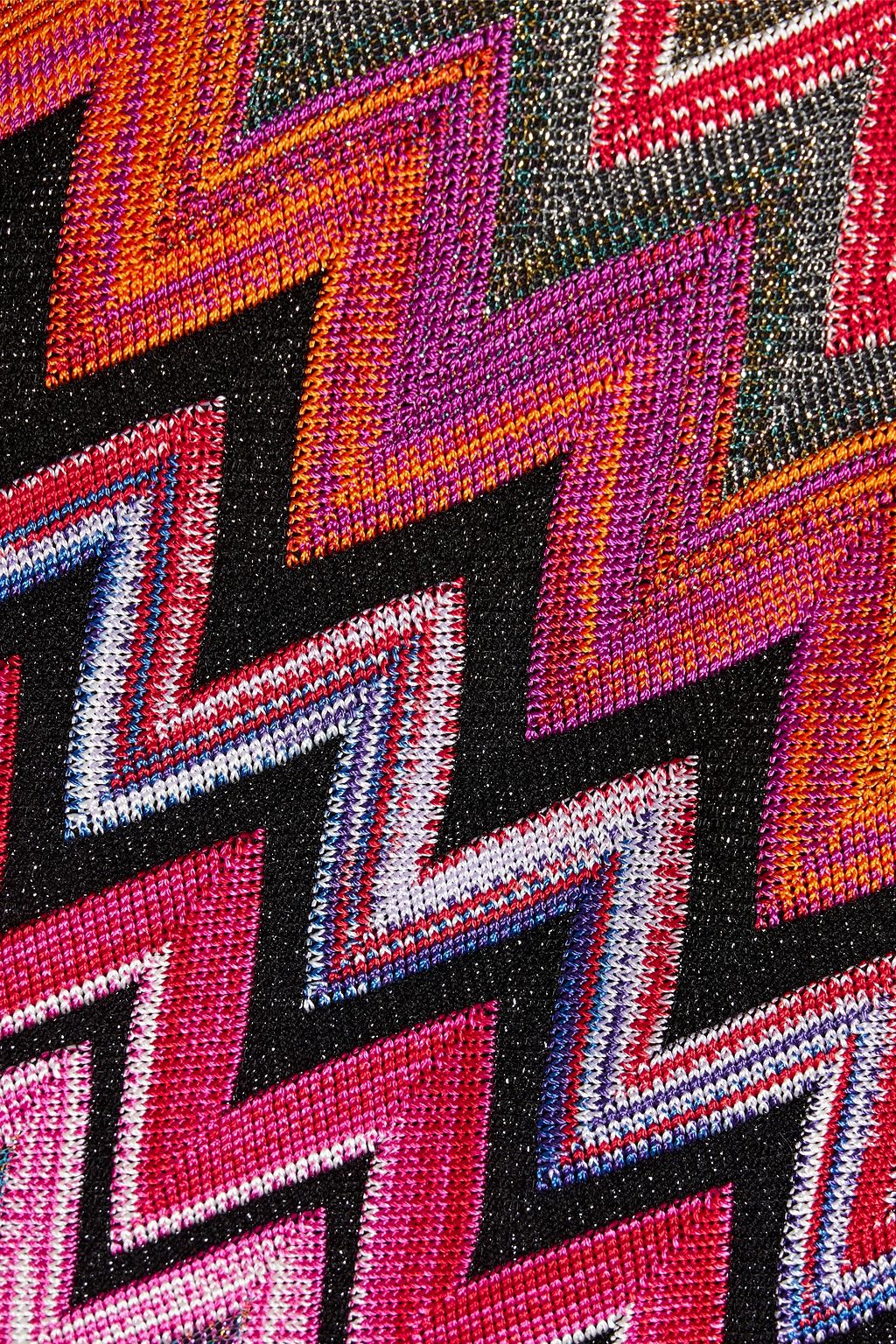 MISSONI فستان قصير من نسيج بحبكة كروشيه بلون معدني