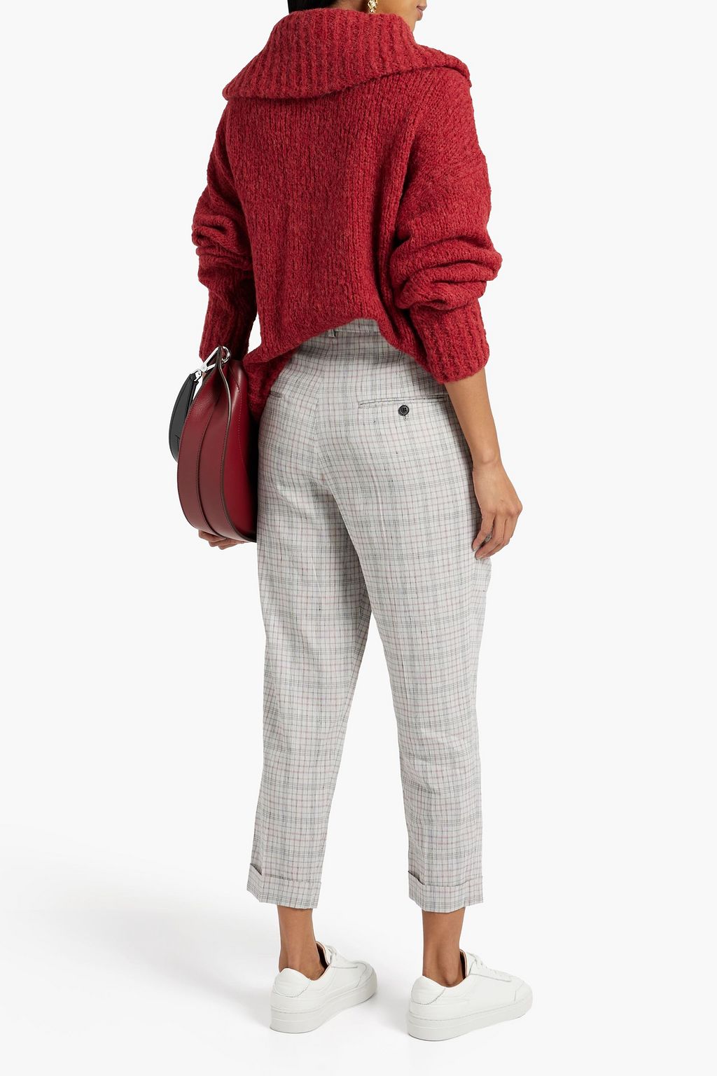 MARANT ÉTOILE Lowea pleated checked linen-blend tapered pants