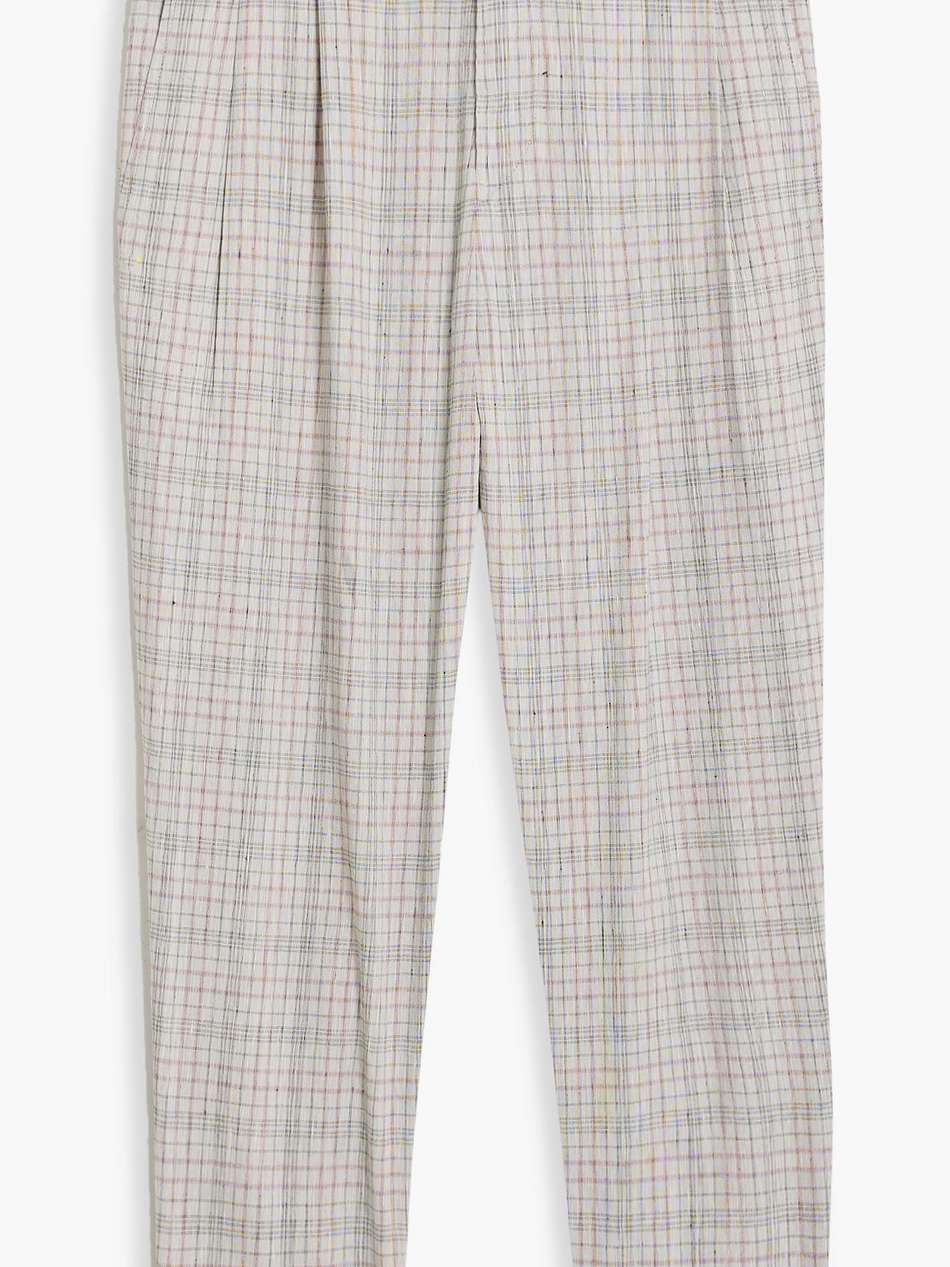 lowea pleated checked linen-blend tapered pants