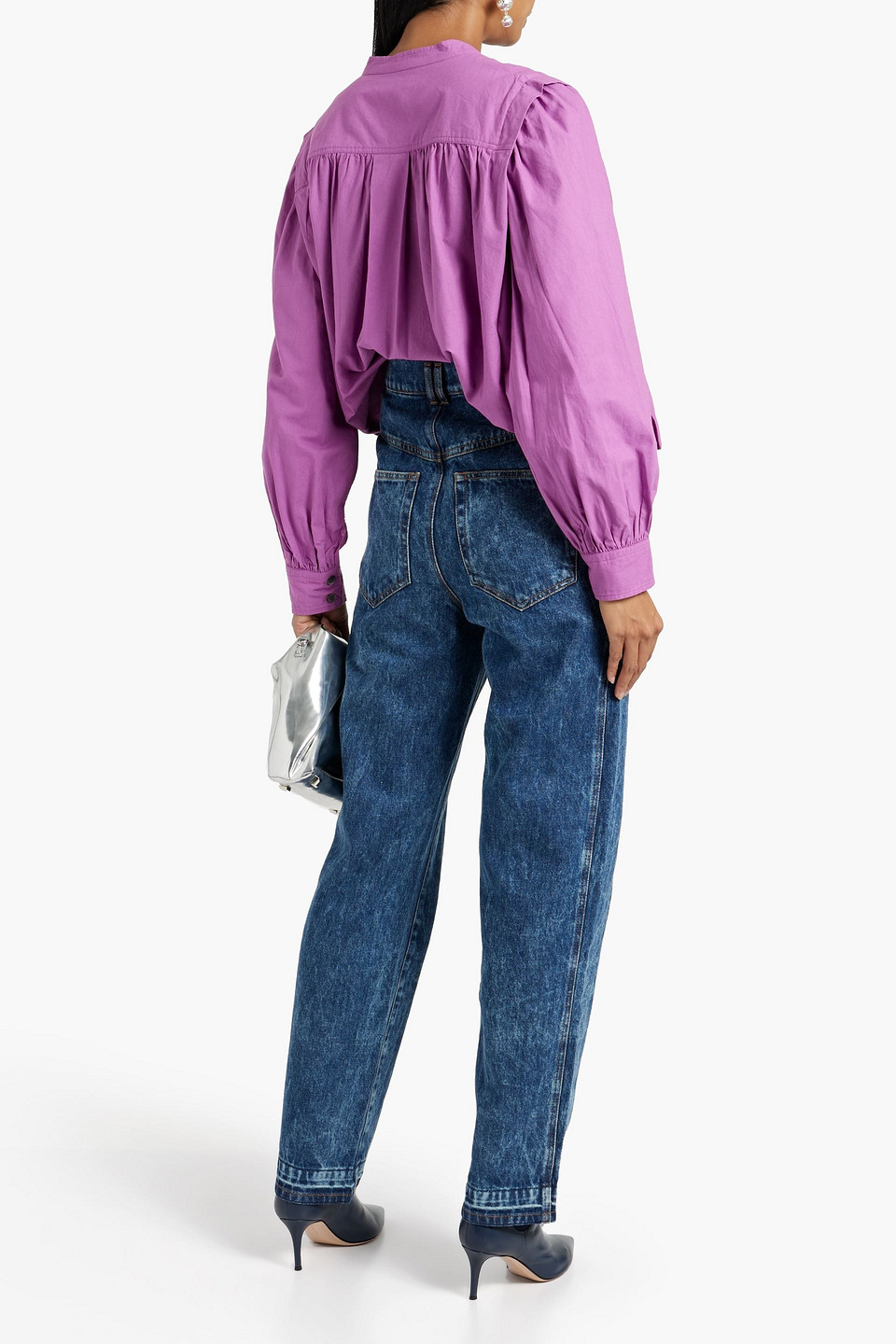 Shop Isabel Marant Étoile Tess Faded Boyfriend Jeans In Mid Denim