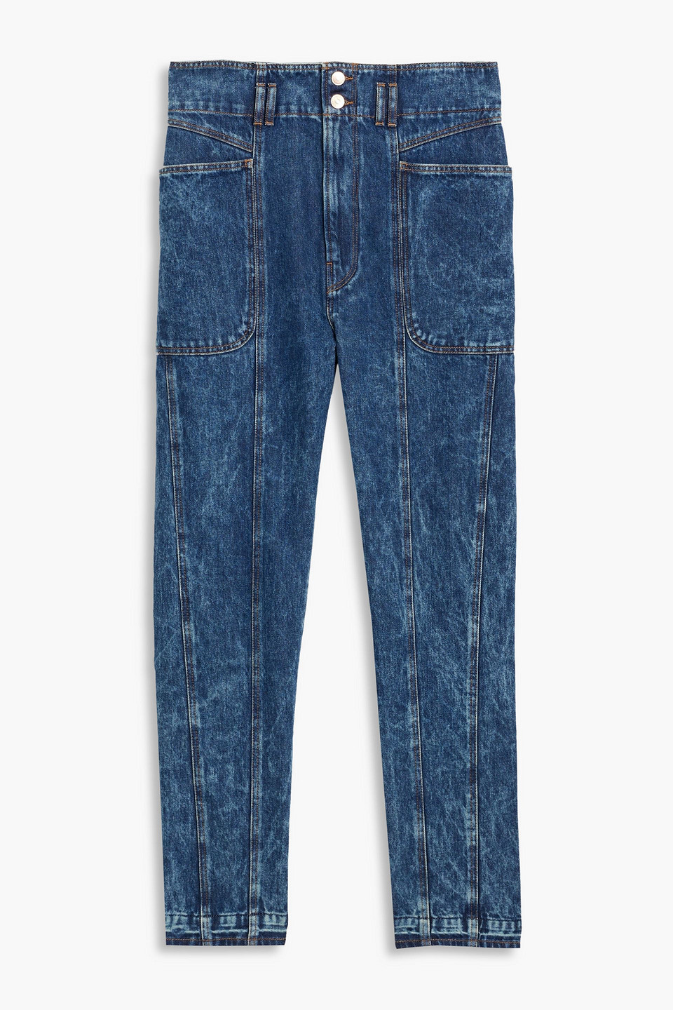 Isabel Marant Étoile Tess Faded High-rise Tapered Jeans In Mid Denim