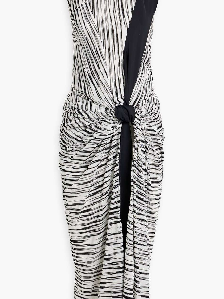 knotted crochet-knit midi dress
