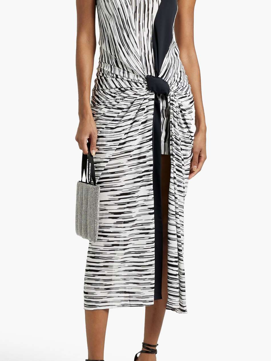 knotted crochet-knit midi dress