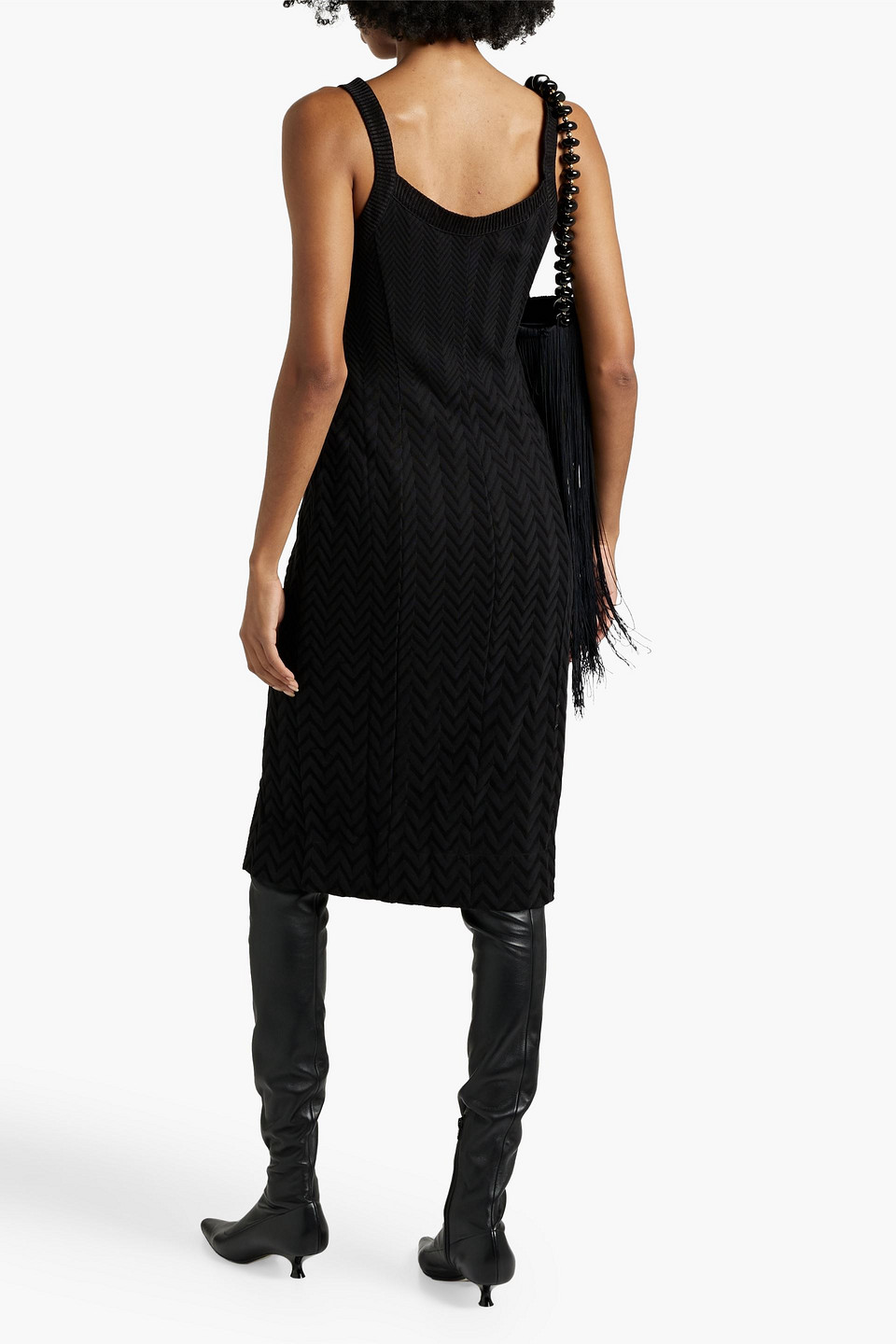 MISSONI BUTTON-DETAILED CROCHET-KNIT COTTON-BLEND DRESS