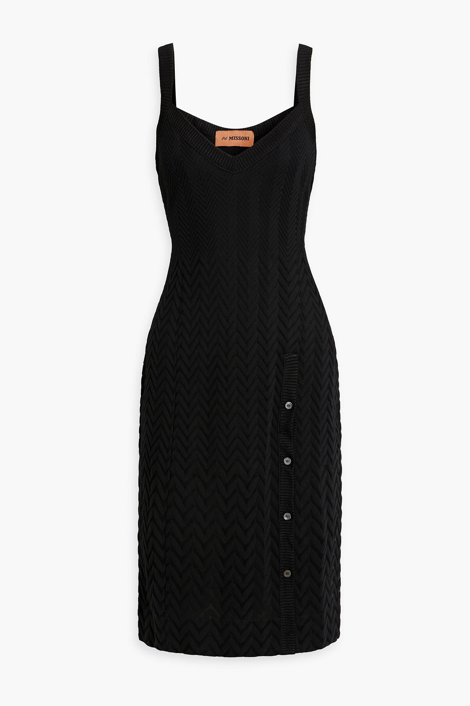 Missoni Button-detailed Crochet-knit Cotton-blend Dress In Black